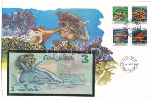 Cook-szigetek 1992. 3$ felbélyegzett borítékban, bélyegzéssel T:I  Cook Islands 1992. 3 Dollars in envelope with stamp and cancellation C:UNC