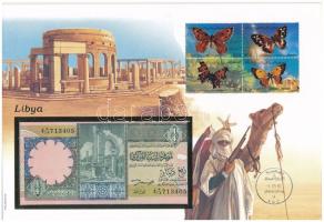 Líbia 1991. 1/4D felbélyegzett borítékban, bélyegzéssel T:I Libya 1991. 1/4 Dinar in envelope with stamp and cancellation C:UNC