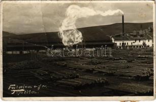 1940 Maroshévíz, Oláhtoplica, Toplita, Toplica; fűrésztelep / sawmill / fabrica. photo (gyűrődések / creases)