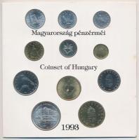 1993. 10f-200Ft (11xklf) forgalmi sor dísztokban, benne 1993. 200Ft Ag "MNB", "Magyar...