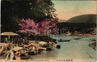 1912 Kyoto, Hozu River Arashiyama, boats (Rb)
