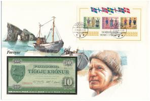 Feröer-szigetek 1949. 10K felbélyegzett borítékban, bélyegzéssel T:I Faroe Islands 1949. 10 Kronur in envelope with stamp and cancellation C:UNC