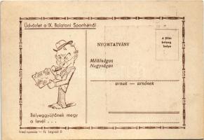 1943 Balaton, IX. Balatoni Sporthét. Bélyeggyűjtők Szakkönyvtára s: Bojti + "1943 IX. Nemzetköz...