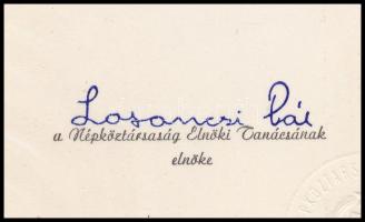 cca 1960-1980 3 db kitüntetés adományozó Dobi István és Losonci Pál aláírásaival