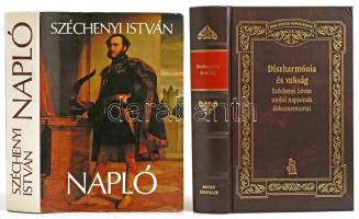 Széchenyi István: Napló. Bp., 1978, Gondolat, 1534+(2) p. Első kiadás. Kiadói egészvászon-kötés, kiadói papír védőborítóban. + ."Diszharmónia és vakság." Széchényi István utolsó napjainak dokumentumai. Válogatta, a szövegeket gondozta, a jegyzetek írta Fenyő Ervin. Fordították többen. Bp., 2001., Magyar Könyvklub. Kiadói műbőr-kötés.