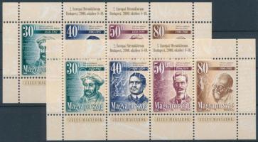 2000 Jeles magyarok 2 db blokk ívszéli felirattal (7.000)
