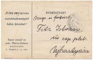 1925 Budapest X. "Isten fizesse meg!" Gyerekek köszönete a Karmelita Nővérek Szent József ...