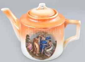 Zsolnay porcelán teás kanna historizáló díszítéssel. Matricás, jelzett, hibátlan 24 cm