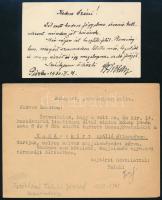 1930, 1943 Huszártisztek aláírása: Sziklay Kálmán ny. huszárezredes névjegyének hátára írt üzenet és aláírás + Teleki József meghívója a volt cs. és kir. 14. huszárezred összejövetelére