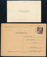 1930, 1943 Huszártisztek aláírása: Sziklay Kálmán ny. huszárezredes névjegyének hátára írt üzenet és...