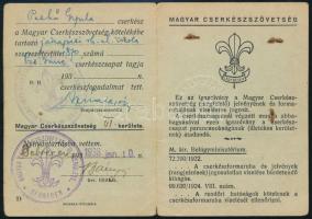 1938 Magyar Cserkészszövetség fényképes igazolvány tagdíjbélyeggel