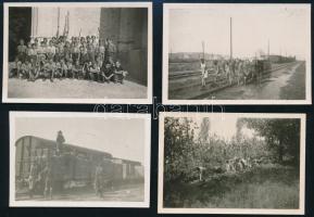 cca 1930 Cserkészek munkatábor Putnokon, 4 db fotó, 6,5×8,5 cm