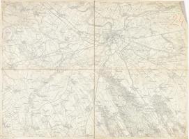 cca 1900 Győr, régi vászon térkép 52x38 cm