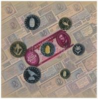 2002. 1-100Ft (7xklf) + 100Ft "Kossuth" forgalmi sor szettben, belső tok ragasztása kissé ...