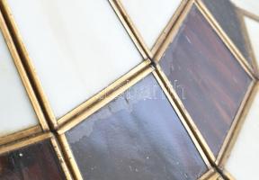 Tiffany jellegű szecessziós asztali lámpa.
Egyedi tervezésű, ólomüveg búra, öntött bronz talppal. S...