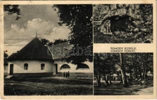 1936 Somodi, Somodi-fürdő, Somody Kúpele, Drienovec; Fürdő, barlang. Vécsey József kiadása / spa, bath, cave (szakadás / tear)