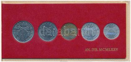 Vatikán 1975. 5L-100L (5xklf) forgalmi sor, eredeti tokban T:1 Vatican 1975. 5 Lire - 100 Lire (5xdiff) coin set in original case C:UNC