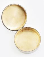 Ezüst (Ag) Gyógyszeres doboz, vésett, alján GABA felirat, jelzett, nettó: 24,8g, d: 4,5cm