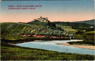 1924 Ólubló, Ó-Lubló, Stará Lubovna; Lublóváralja az ólublói várral. Bernát Blayer kiadása / Sadek i Stará Lubovenski zámok, Lubovniansky hrad / castle