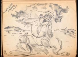 cca 1947 Emlékkönyv, több rajzzal