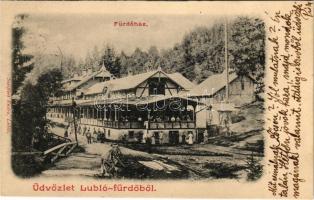 1901 Lublófüred, Lubló-fürdő, Kúpele Lubovna (Ólubló, Stará Lubovna); Fürdőház. Szeiffert Endre kiadása / spa, bathhouse