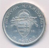 1938. 5P Ag "Szent István" T:1- 
Adamo P8.1