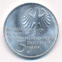 Német Szövetségi Köztársaság 1974D 5M Ag "Immanuel Kant születésének 250. évfordulója" T:1...