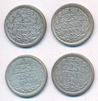 Hollandia 1911-1919. 25c Ag "Vilma" (4xklf) T:2-3 patina
Netherlands 1911-1919. 25 Cents ...