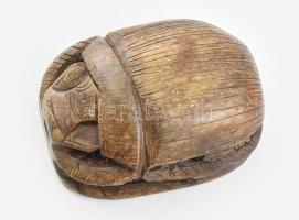 Egyiptomi szkarabeusz bogár levélnehezék, faragott zsírkő, 9x7cm