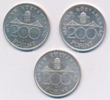 1992. 200Ft Ag "MNB" + 1993. 200Ft Ag "MNB" + 1994. 200Ft Ag "Deák" T:...