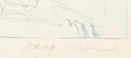 Zala Tibor (1920-2004): Odisseia I. Színes rézkarc, papír, jelzett, számozott (46/100). Üvegezett fa...