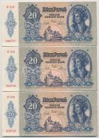 1941. 20P (3x, két ugrásos sorszámkövetők) "C 028 096737, C 028 096740, C 028 096743" T:I- Adamo P12