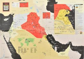 Time The gulf war map, Az öböl háború térképe, angol nyelvű térkép, a hátoldalán a háborúban résztvevő országok fegyverzetével, hajtott, 37x53 cm