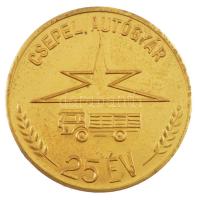 1974. Csepel Autógyár 25 év kétoldalas, aranyozott fém emlékérem, hátoldalán 156 gravírozással (40mm) eredeti tokban T:1