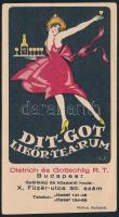 cca 1920-1930 Dit-Got likőr, tea, rum, Dietrich és Gottschlig Rt. art deco számolócédula, Bp., Globus-ny.