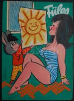 Ruszkay György (1924-1998): Füles magazin címlapterv, jelzett, vegyes technika, papír, 21x30cm