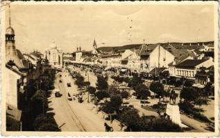 1940 Marosvásárhely, Targu Mures; látkép, gyógyszertár, üzletek / general view, pharmacy, shops. photo (EK)