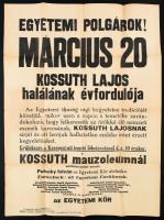 cca 1930-1940 Egyetemi zarándoklat Kossuth Lajos halálának évfordulóján, plakát, ragasztott, 63×47 cm