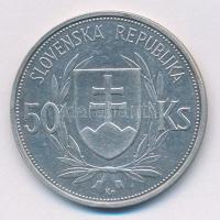 Szlovákia 1944. 50K Ag "Függetlenség 5. évfordulója" T:2 patina, ü. Slovakia 1944. 50 Koru...