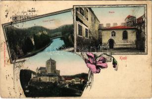 Libosovice, Kost, Cerné jezero, Kaple / lake, chapel, castle. Art Nouveau, floral (Rb)