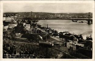 1935 Belgrade, Belgrád, Beograd; Pogled na juzni dio grada / general view, tram