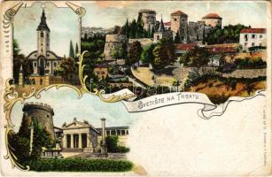 1910 Fiume, Rijeka; Svetiste na Trsatu / castle. C. Fischer Art Nouveau, litho (felületi sérülés / surface damage)