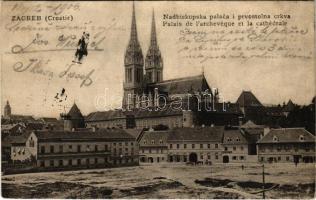1906 Zagreb, Zágráb; Nadbiskupska palaca i prvostolna crkva / archbishops palace and cathedral church (Rb)