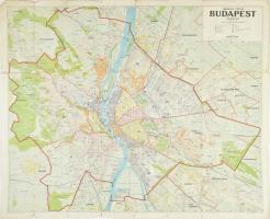 cca 1930 Budapest térképe, tervezték: Imrédi Molnár László és Jäger Károly, Bp., Kókai Lajos, szakadt, kis hiányokkal, (Magyar Földrajzi Intézet Rt.), 76x91 cm