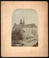 1897 Kassa, dóm, kartonra ragasztott fotó, karton sérült, 17×12 cm / Kosice, cathedral, cardboard with fault