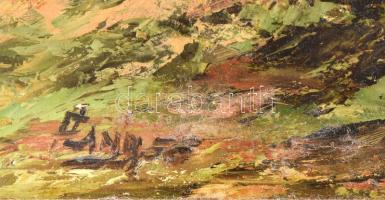 Olvahatatlan (Czinege?) jelzéssel: Vízparti fák. Olaj, farost. Dekoratív fakeretben. 50x40 cm