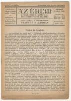 Az Érem című folyóirat 1922. évi I. évfolyam 3-4. lapszáma, gerincén nagyméretű szakadás