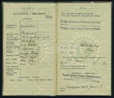 1937-1939 Magyar Királyság fényképes útlevele "Dr. Strausz Tibor" izraelita orvos részére,...