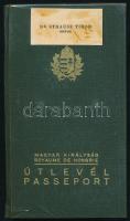 1937-1939 Magyar Királyság fényképes útlevele "Dr. Strausz Tibor" izraelita orvos részére,...