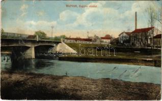 1922 Hatvan, Zagyva részlete, híd (fa)